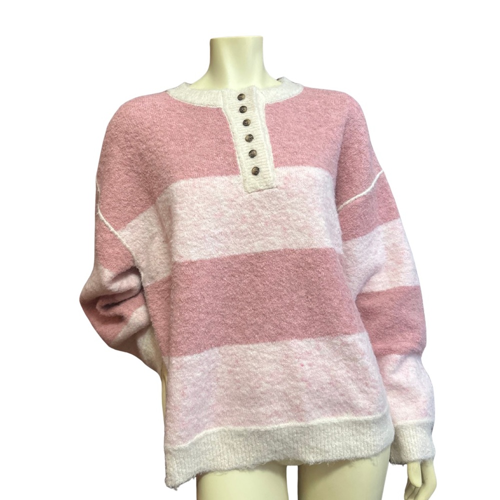 Le Lis Pink and Cream Knit Sweater NWT